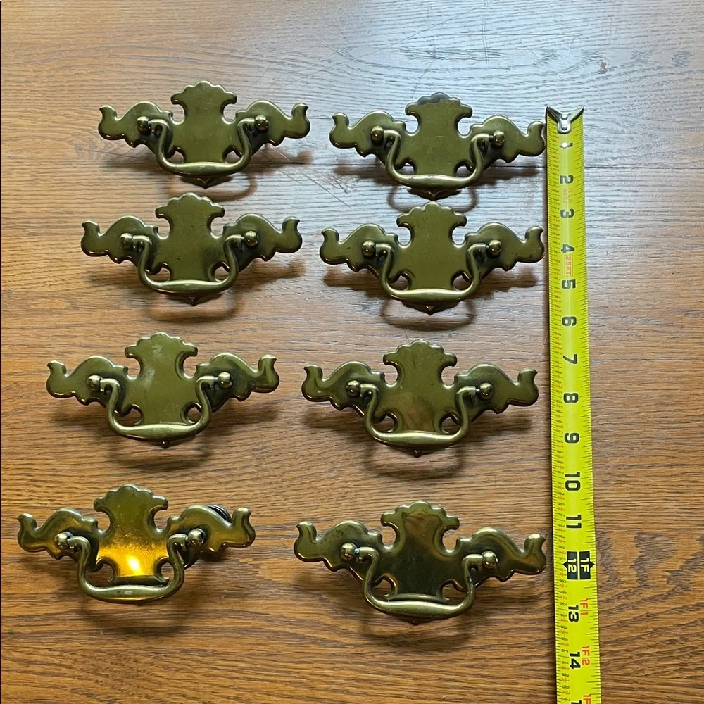 Vintage large Brass Drawer Pulls - Set of 8